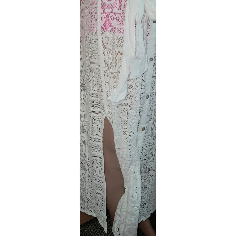 Becca Women's Sexy‎ Gauzy Cotton Lace Shirtdress Swim Cover-Up, Size Medium
